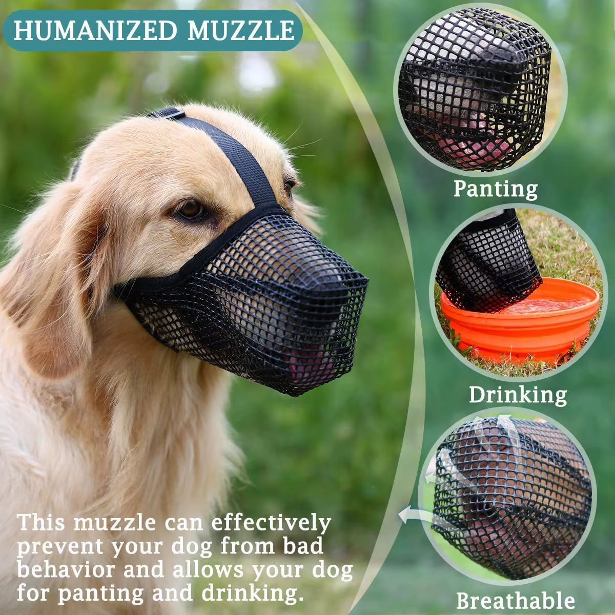 Pet Dog Muzzles Adjustable Breathable Dog Mouth Cover anti Bark Bite Mesh Dogs Mouth Muzzle Mask for Dogs - Image 3