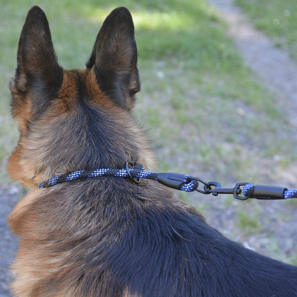Rope Pro Training Dog Collar Braided No Pull Quick Release round Lead Collars for Dogs Small Medium Large Puppy (XS - 15.7" Long, Blue) - Image 8