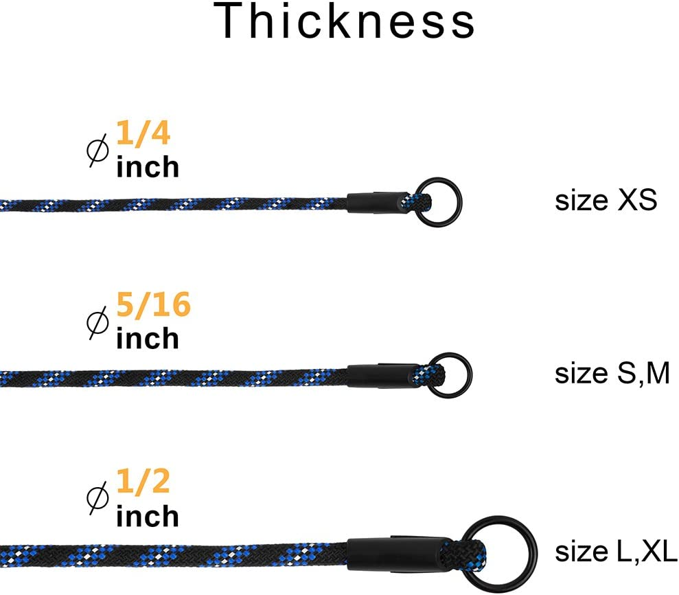 Rope Pro Training Dog Collar Braided No Pull Quick Release round Lead Collars for Dogs Small Medium Large Puppy (XS - 15.7" Long, Blue) - Image 4