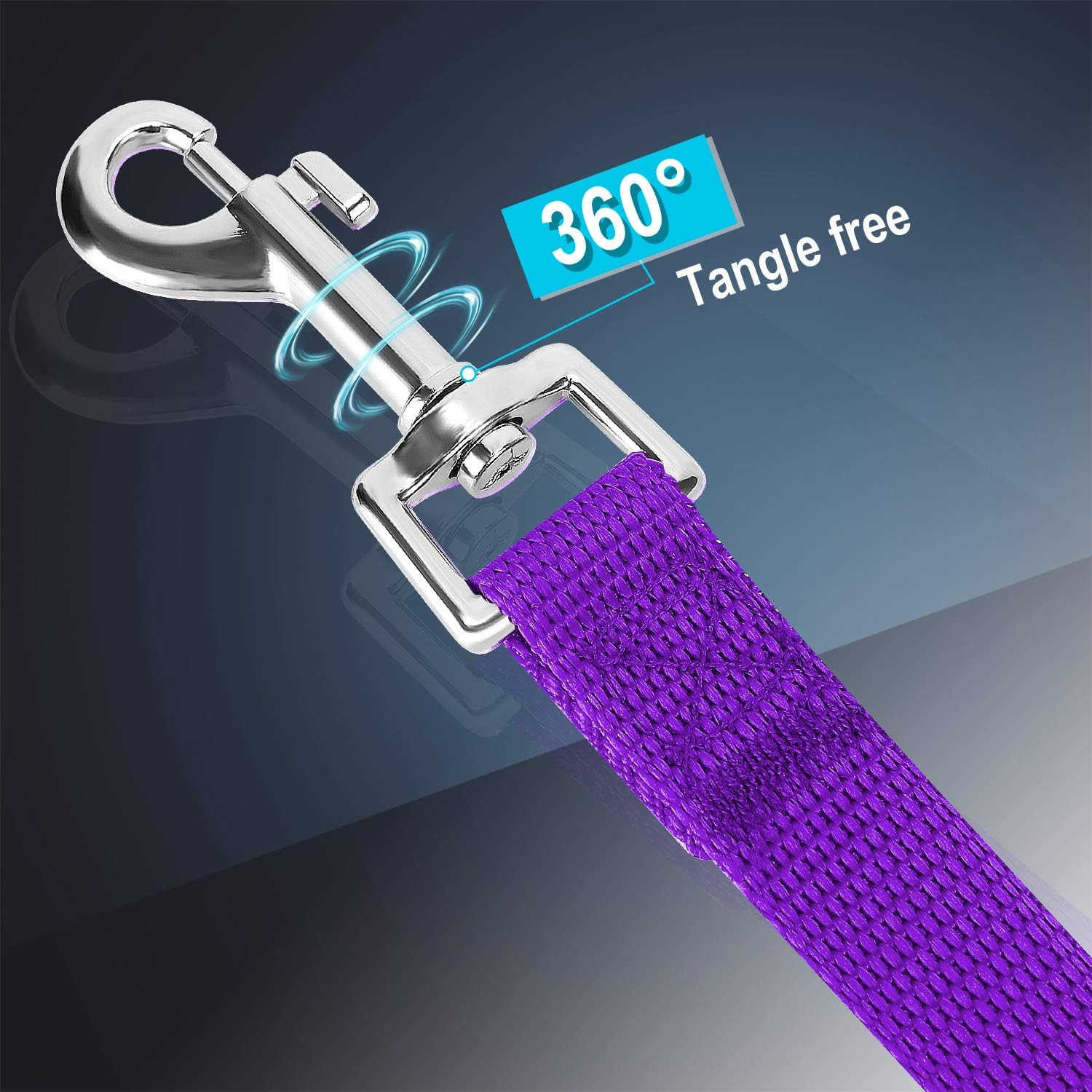 Dog/Puppy/Cat 15 Ft, 20 Ft, 30 Ft, 50 Ft Long Leash for Dog Cat Training, Play, Camping for Small, Medium Dogs or Cats(15 Feet,Purpule) - Image 4