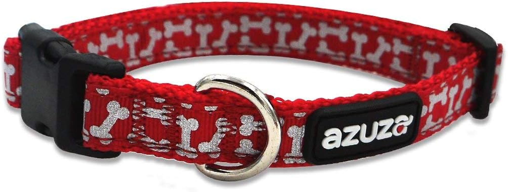 New Year Dog Collar and Leash Set, Adjustable Nylon Collar with Matching Leash for Small Dogs, Foil Printing Dog Bone Pattern, Red - Image 6