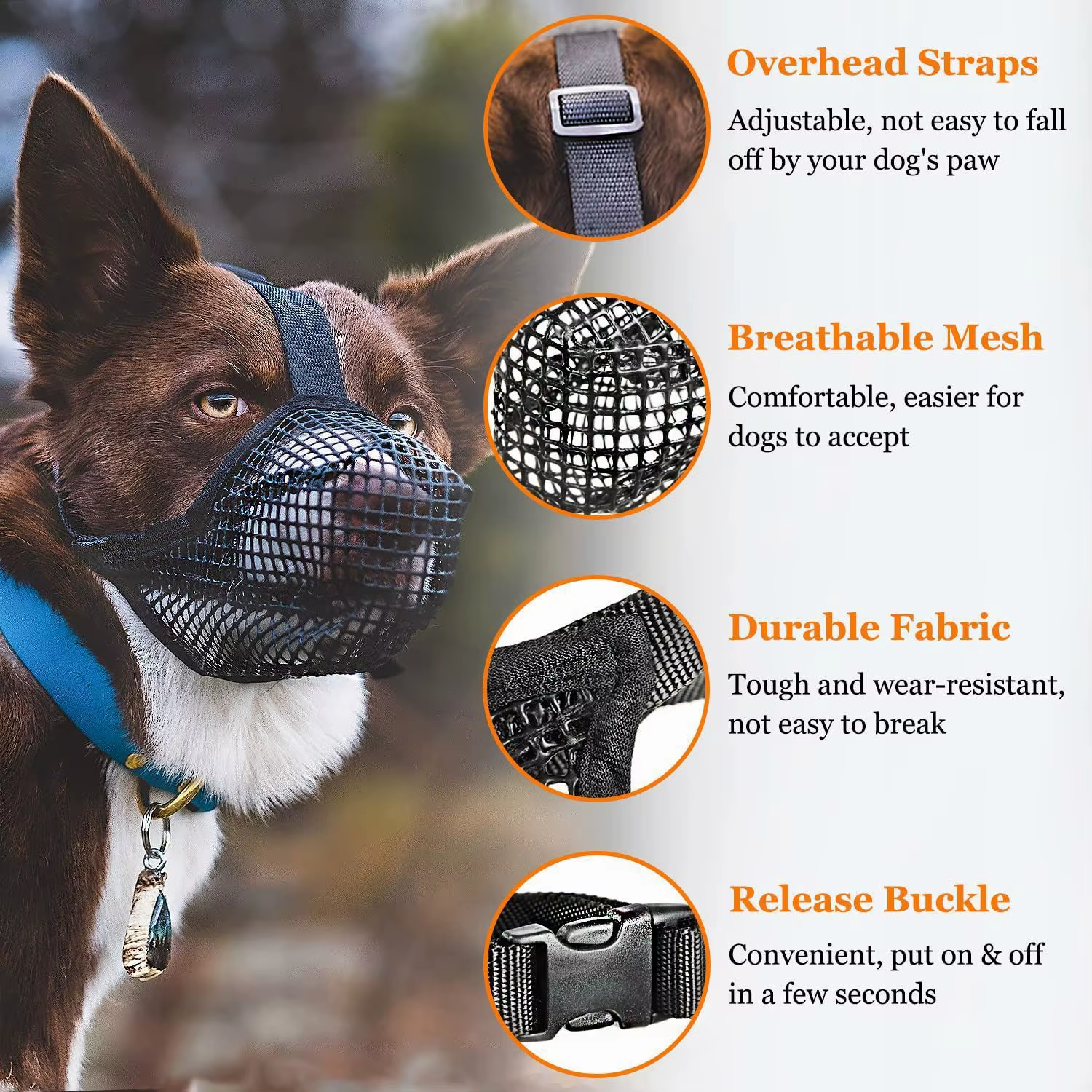 Pet Dog Muzzles Adjustable Breathable Dog Mouth Cover anti Bark Bite Mesh Dogs Mouth Muzzle Mask for Dogs - Image 4